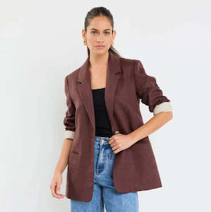 Atlantic Chocolate Linen Classic Blazer