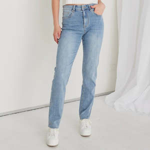 Re Union: Ridge Light Blue Slim Straight Mid Rise Jean