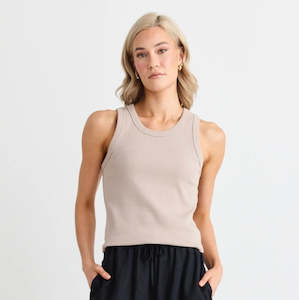 Cobble Taupe Rib Cutaway Tank