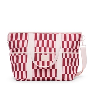 Tote Bags: Cooler base (coast) - burgundy/peony check