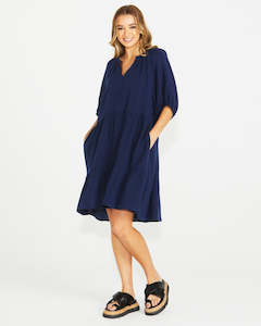 Sass - Henny Dress - Navy Curve