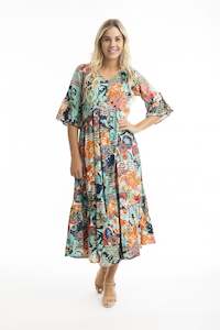 Dress: Orientique | Yakushima Midi Dress with Elbow length Sleeve