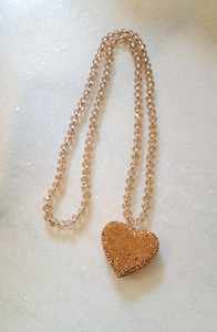 Gold Necklaces: The Cottage Collection | Sparrow Diamante Heart Necklace - Champagne