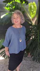 Linen: The Cottage Collection | Denim - Inga Linen Top