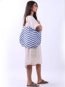 Bags: The Cottage Collection | Blue Wavy Canvas Bag