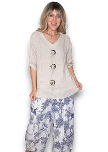 Helga May | Beige Trios Button Top