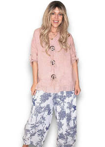 Helga May | Baby Pink Trios Button Top