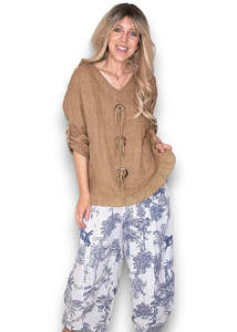 Helga May | Coffee Trios Button Top