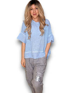 Helga May: Helga May | Baby Blue Rodeo Fray Tee