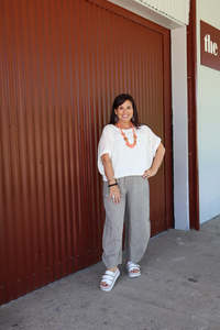 Pants: Helga May | Mocha Barrel Linen Pants