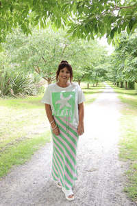 Pants: Brooke Bias Skirt | Green/Pink Stripe