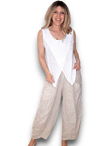 Basics: Helga May | Overlap Linen Tank - White