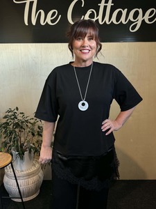 Everything: Sass | Arlo Lace Tee - Black