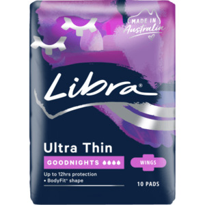 Libra Ultra Thin Goodnights Pads with Wings