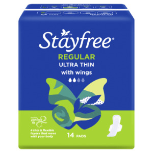 Products: Stayfree UT Regular Pads with Wings