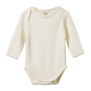 Nature Baby: Nature Baby - Merino L/S Bodysuit Pointelle - Natural