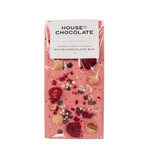 House Of Chocolate- Raspberry, Hazelnut & Cacoa White Chocolate Bar