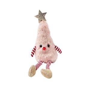 Whats New: Fluffy Christmas Tree Sitting Decoration - Pink - Small