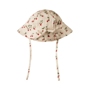 Nature Baby - Crinkle Muslin Sunhat - Strawberry Blush Print