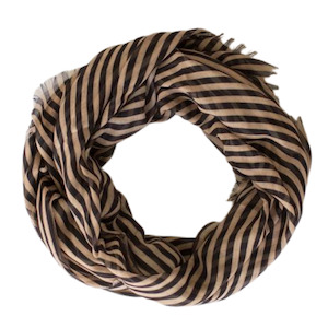 Sophie: Sophie- Stripes Maxi Scarf Camel Black