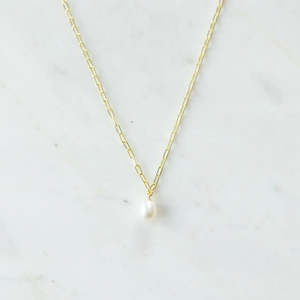 Pearl Drop Mini Link Necklace