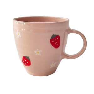 Mothers Day: Brogan Handmade Pottery - Strawberry Mug - Pink