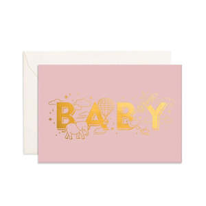 Cards: Fox & Fallow - Baby Universe Dusty Rose Mini Greeting Card