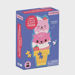 Puzzles Games: Scratch & Sniff - Strawberry Cat Cone Shaped 48pc Mini Puzzle