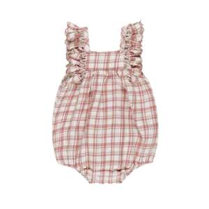 Childrens Clothing Sale: Quincy Mae - Maya Romper - Pink Plaid - Pink