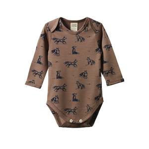 Nature Baby - Merino Esseintial L/S Bodysuit - Foxy Print Merino