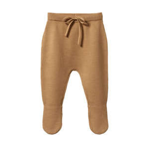 Baby Accessories: Nature Baby - Merino Wool Knit Footed Rompers - Caramel