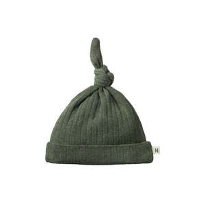 Nature Baby - Merino Wool Knotted Beanie Pointelle - Thyme