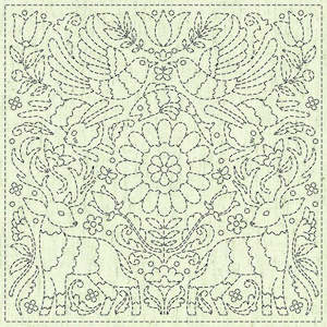 Sashiko Stitchery Cloth Square - Good News