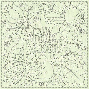 Sashiko Stitchery Cloth Square - Four Seasons