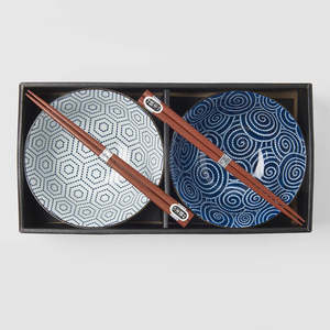 Naibu Pottery: Naibu - Blue & White Ikat Bowl Set