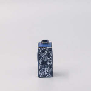 Naibu Pottery: Naibu - Indigo Chrysanthemum Oblong Vase