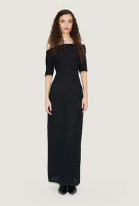 Silk Laundry: Silk Laundry - Pebble Off The Shoulder Dress - Black