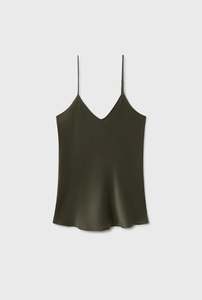 Silk Laundry: Silk Laundry - Bias Cut Cami - Pine