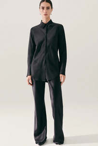 Silk Laundry - Splice Bias Cut Shirt Black