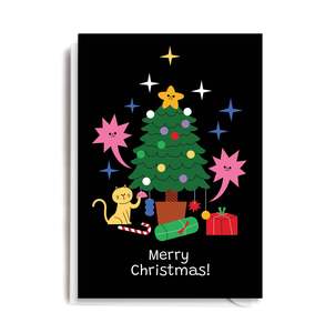 Greeting Cards: CARD - Merry Christmas Cat Tree