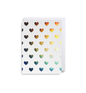CARD - Silver Hearts on White
