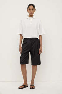 Outlet: Assembly Label - Callie Cropped Polo - White