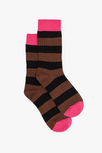 Antler: Antler - Choc Stripe & Pink Sock