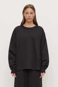 Assembly Label - Brushed Cotton Lounge Sweater - Washed Black