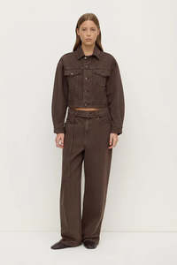 Assembly Label - Womens Cropped Denim Jacket - Dark Ganache