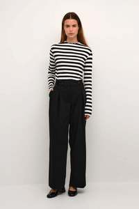 Karen By Simonsen: Karen By Simonsen - Candace Big Stripe Long Sleeve - Egret/Meteorite Stripe
