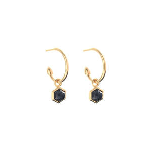 Silk & Steel - Mini Harmony Hoops - Black Spinel/Gold