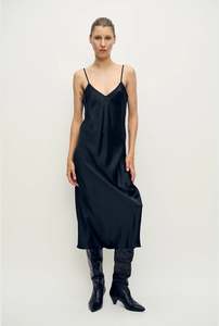 Silk Laundry - 90's Slip Dress - Black Satin