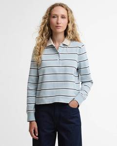 Tops: Barbour - Ashwell Long Sleeve Polo Top - Celestial Blue Stripe