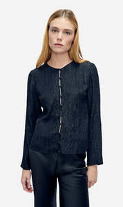 Silk Laundry - Crinkle Long Sleeve Top - Black